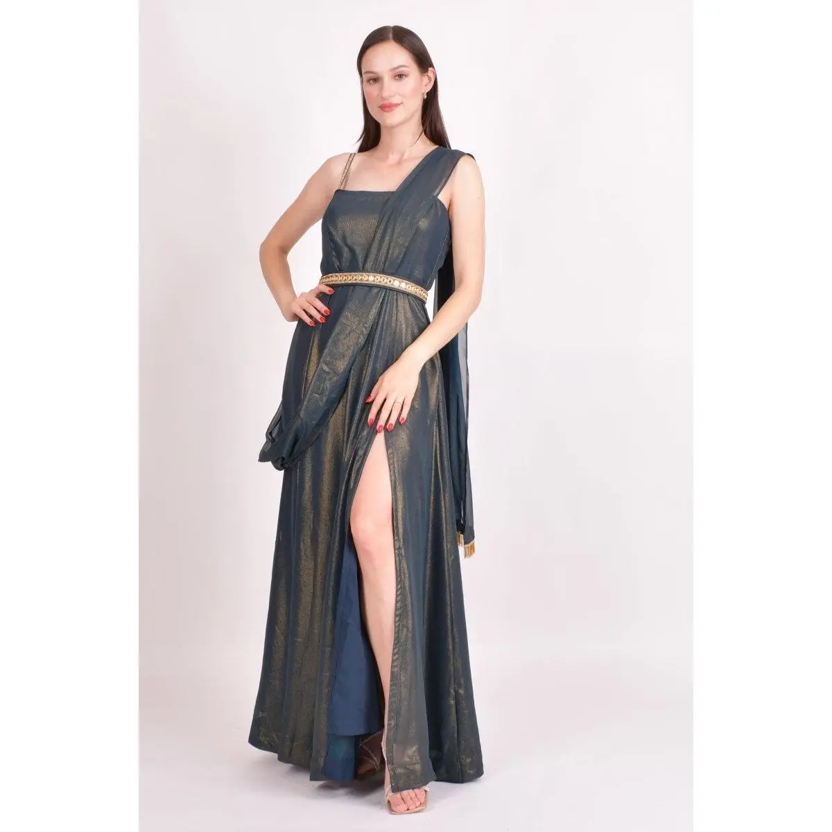 Adair Green Shimmer Saree Gown