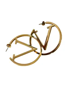 Fashion Exaggerated Simple V Letter Cutout Earrings, Unique High-End Design, Statement Hoops Earrings, Color Retention Large Hoop Earrings for Women, High Quality Earrings