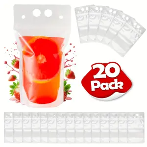 20/50/100pcs 350ml/11oz Disposable Clear Drink Pouches, No Leakage Drink Pouches Bags - Stand up Disposable Drink Container for Freezing Juice, Cold & Hot Drinks Disposable Products