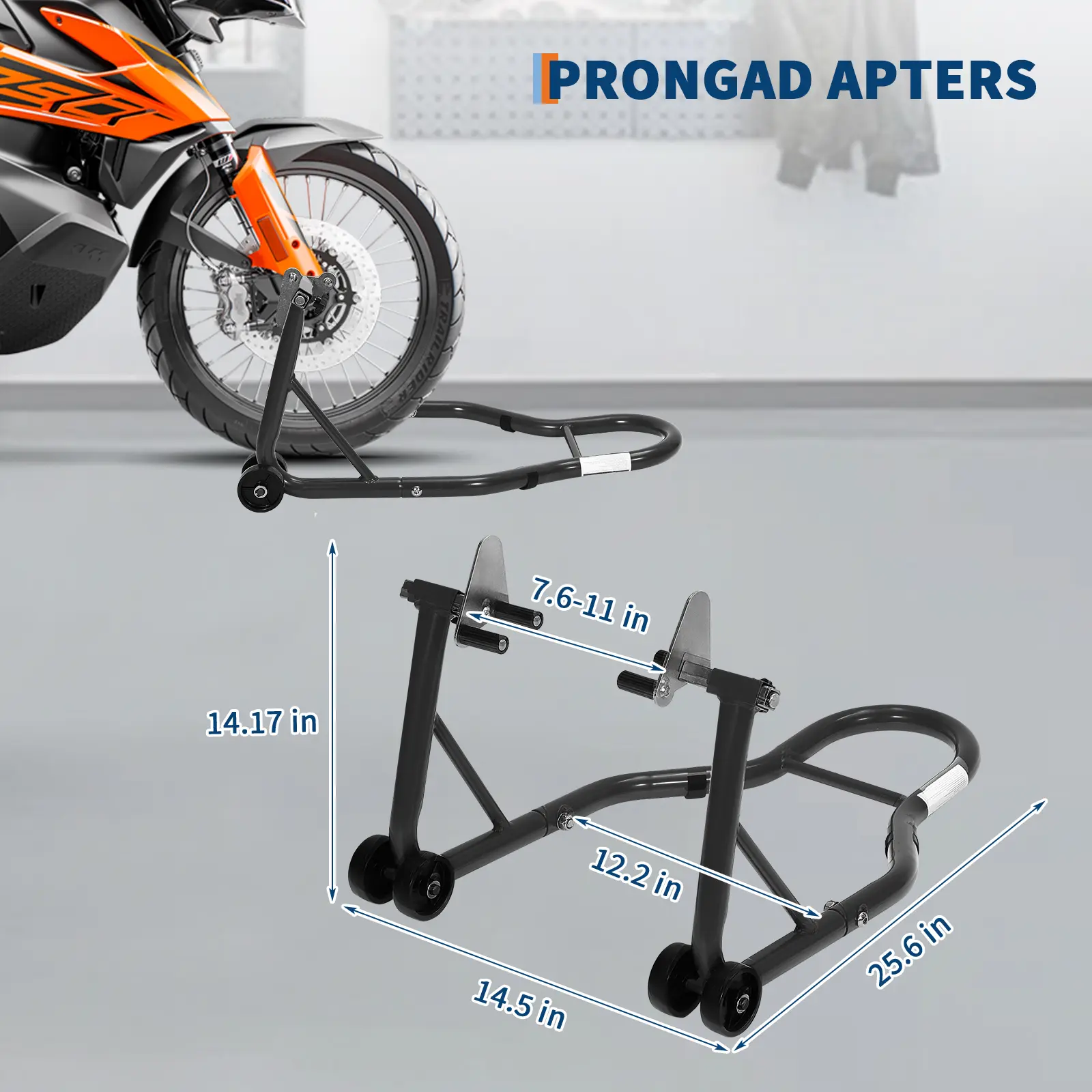 Front and Rear Motorcycle Paddock Stands Set - 900 LBS Heavy Duty Adjustable Lift Jack with L-Cup & U-Fork Adapters - Universal Storage & Maintenance Stand for Cruiser & Sportbike