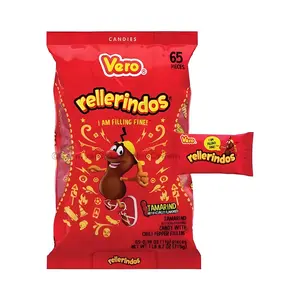 Vero Rellerindos Tamarind Artificially Flavored Hard Candy with Chili Pepper Filling  (65 Count) Snack Sweet Tangy, Dulces Mexicanos
