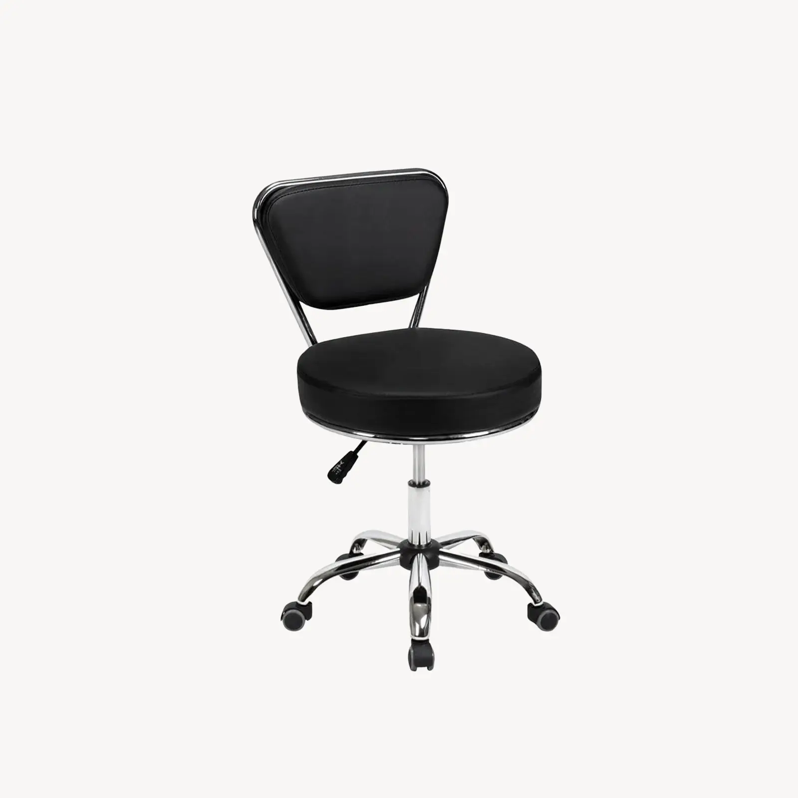 Dayton Adjustable Manicure Technician Stool with Backrest, Rolling Wheels & Acetone-Resistant Cushion