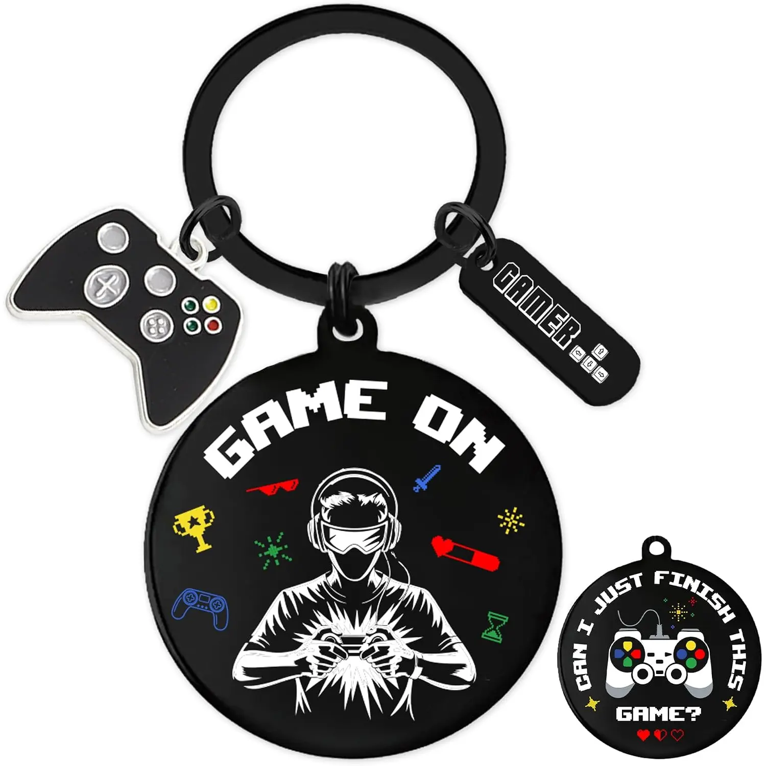 Video Game Gifts Keychain, Gamer Keyring Controller Metal Charm, Fun Gaming Key Chain Gift for Boys Game Players Lover Teens