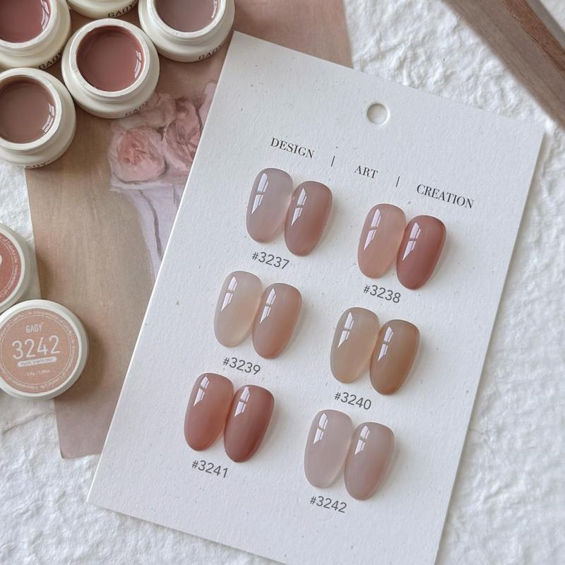 GAOY Nude Symphony Natural Jelly Gel Nail Polish Set, 6 Colors Sheer Pink UV Gel Polish, for Salon Manicure & Nail Art DIY at Home