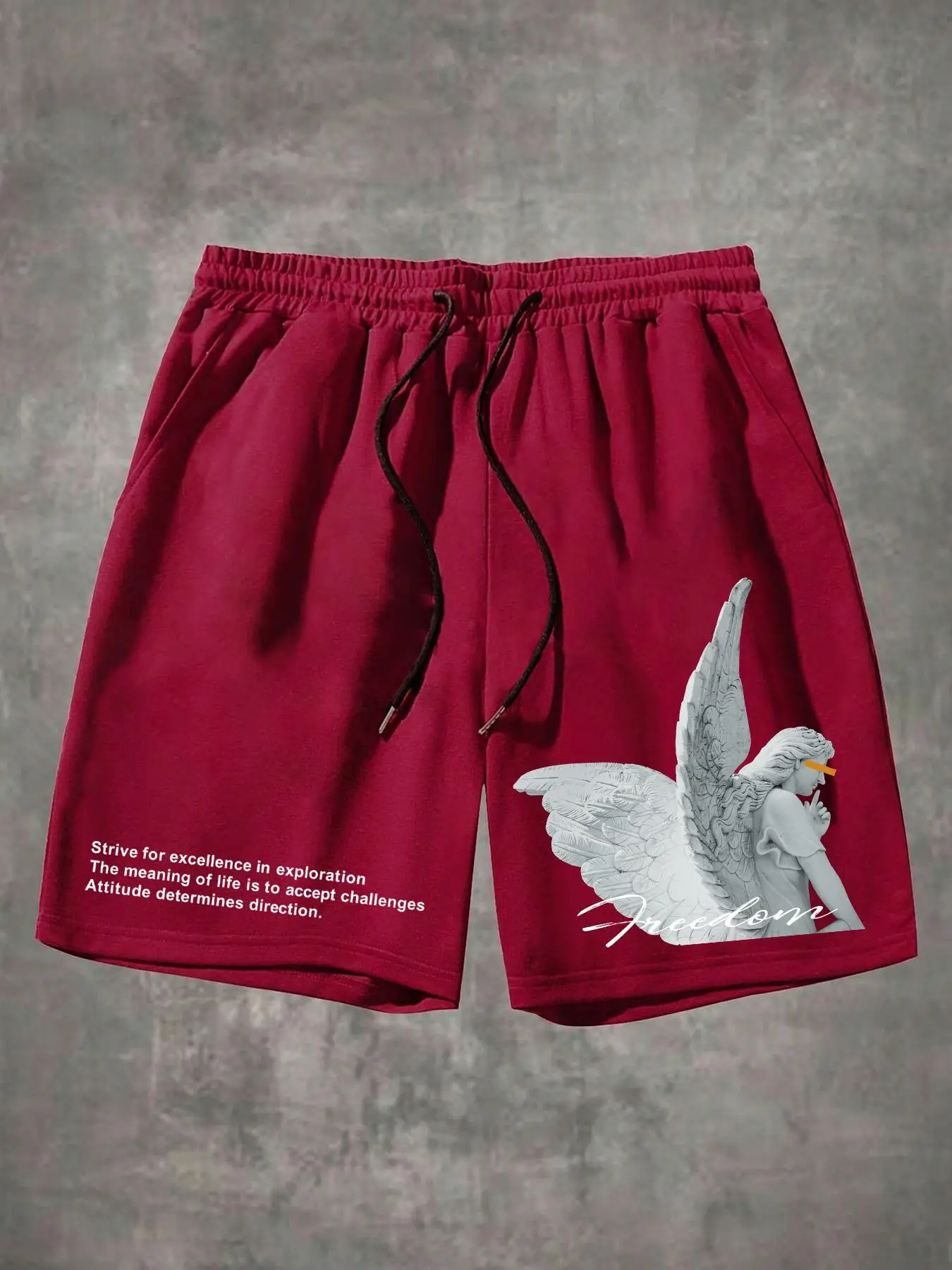 Men's Loose Letter Graphic Print Drawstring Shorts, Casual Pocket Track Shorts for Summer, Fashion Men's Bottoms for Daily Wear