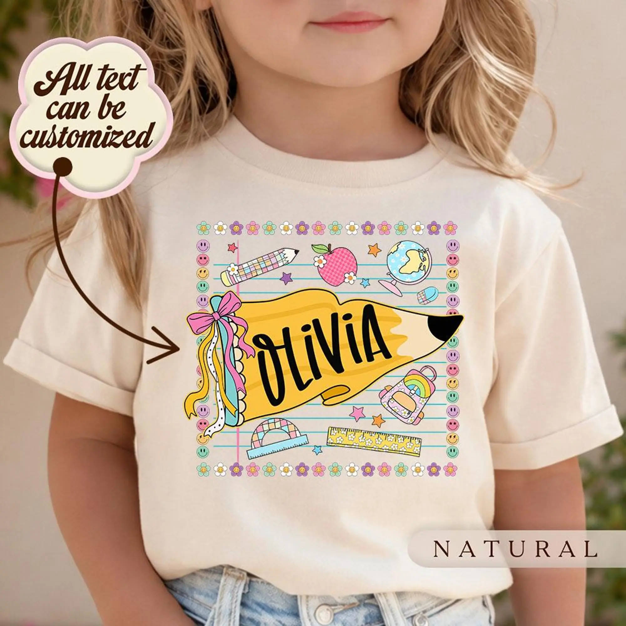 Custom Name Back to School Shirt, Personalized Back to School Girl Shirt, Student Name First Day of School Shirt