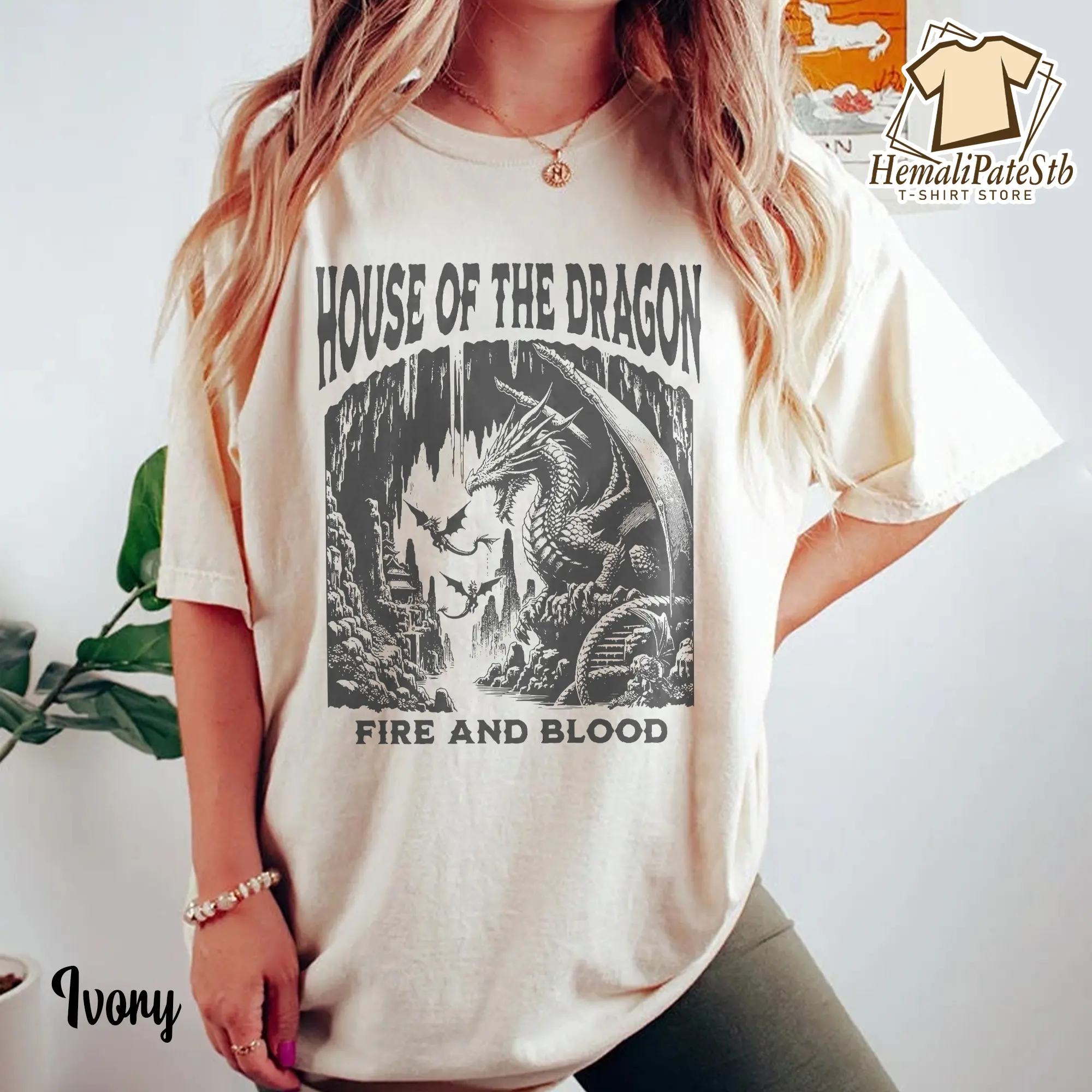 House Of The Dragon Fire And Blood Comfort Colors Shirt, Retro House Targaryen Dragon T-Shirt, Game Of Throne, Book Lovers Gifts, Fantasy Dragon Reader Bookish Unisex Tshirt