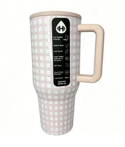 HydroJug 40oz Pink Checkered Insulated Travel Drinkware Tumbler - Portable Vacuum Flask for Girls, Stylish Hydration Choice tiktokshopspringglowup