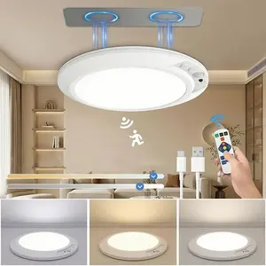 4 Set of 2800Mah Rechargeable LED Magnetic Suction Lights, Human Body Induction Lights, Three Colors 10 Levels of Brightness, Timed Remote Control Adjustment, Easy Installation, Suitable for Living Room, Kitchen, Bathroom