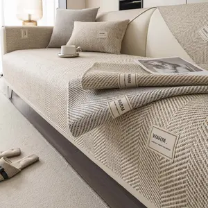 1 Pc Modern Woven Sofa Cover Pad,Non-Slip Couch Protector Throw Blanket,Pet-Friendly Washable Sofa Slipcover Towel,Durable Scratch Resistant Furniture Protector Mat for Armchair, Loveseat,Sectional & 2/3/4-Seater Sofas,Minimalist Nordic Home Decor