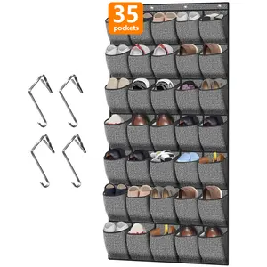 35 Large Pockets Over the Door Shoe Organizer, Extra Sturdy Oxford Fabric Hanging Shoe Rack for Door Closet, Wall Mesh Shoe Storage Holder for Mens Women Shoes  Organization door,shoe,rack Hangable sample bag