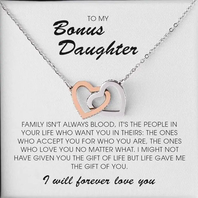 Bonus Daughter Necklace, Adopted Daughter Necklace Gift, Step Daughter Gifts From Stepmom, To My Stepdaughter Necklace Jewelry On Birthday Christmas Gift, Women's Jewelry for Bonus Daughter