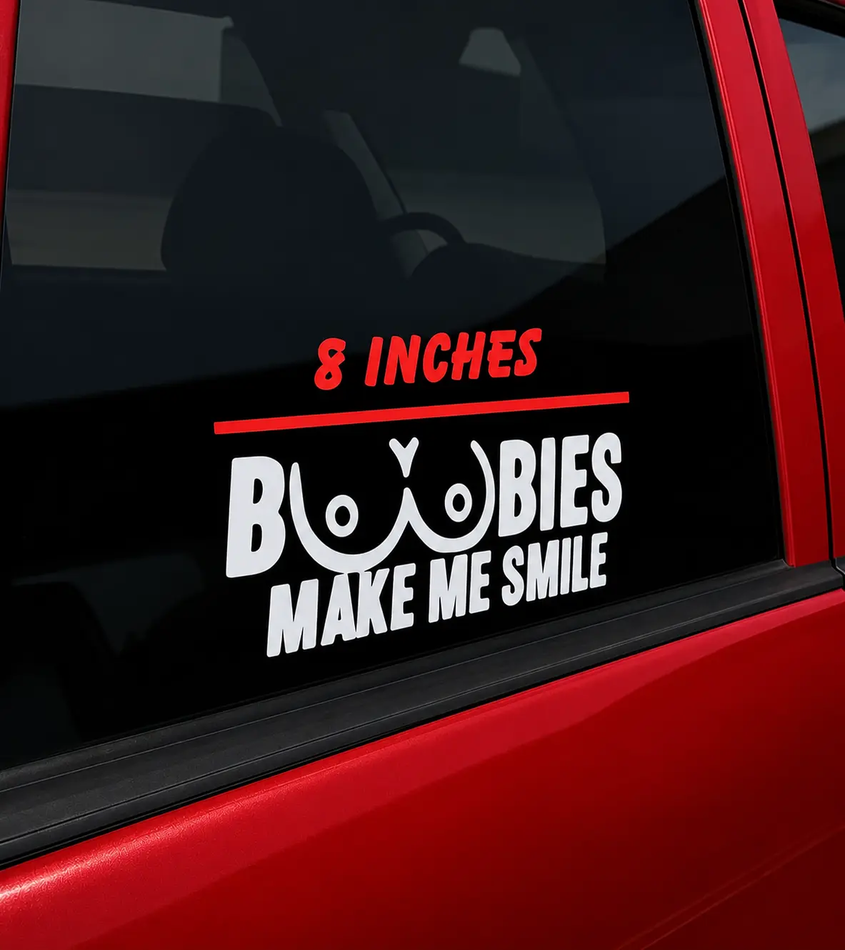 Boobies Make Me Smile Funny Car Decal | Adult Humor Bumper Sticker | Bold Car Window Sticker | Funny Vinyl Decal for Cars Trucks Laptops | Statement Sticker | Permanent Vinyl | 8x3"