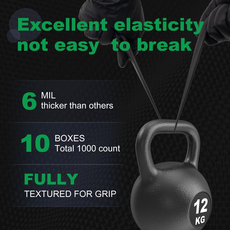 6Mil Heavy Duty Nitrile Disposable Gloves, Extra Strength Industrial Grade Puncture Resistant, Professional Work Cleaning Gloves for Mechanics Plumbing Construction Landscaping Gardening Farming Automotive Repair Painting Home DIY Tool