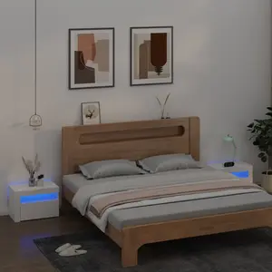 Bedside Cabinets 2 pcs with LEDs White 23.6"x13.8"x15.7"