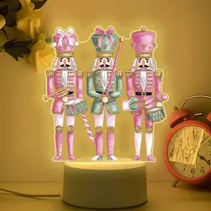 Acrylic LED Night Light, Christmas Nutcracker Scene, Warm Light, USB Powered, Button Control, Perfect for Bedroom, Christmas Activities