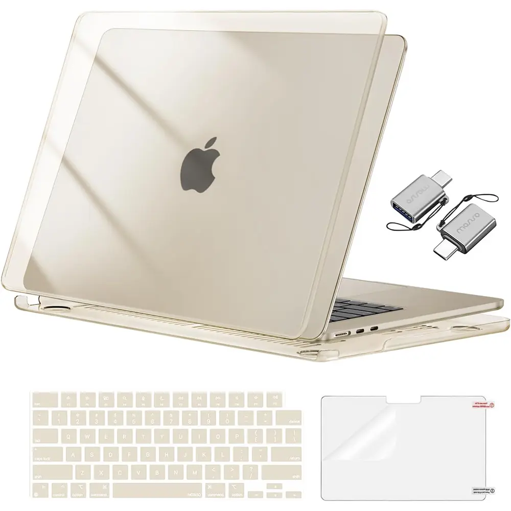 MOSISO Compatible with MacBook Air 15 inch Case M5 2026 M4 2025 M3 M2 2024 2023 A3448 A3241 A3114 A2941, Hard Shell&Keyboard Cover&Screen Film&Type C, Great for Study Travel Work, Crystal Starlight, Ventilation Liquid Retina Display Fully Vented