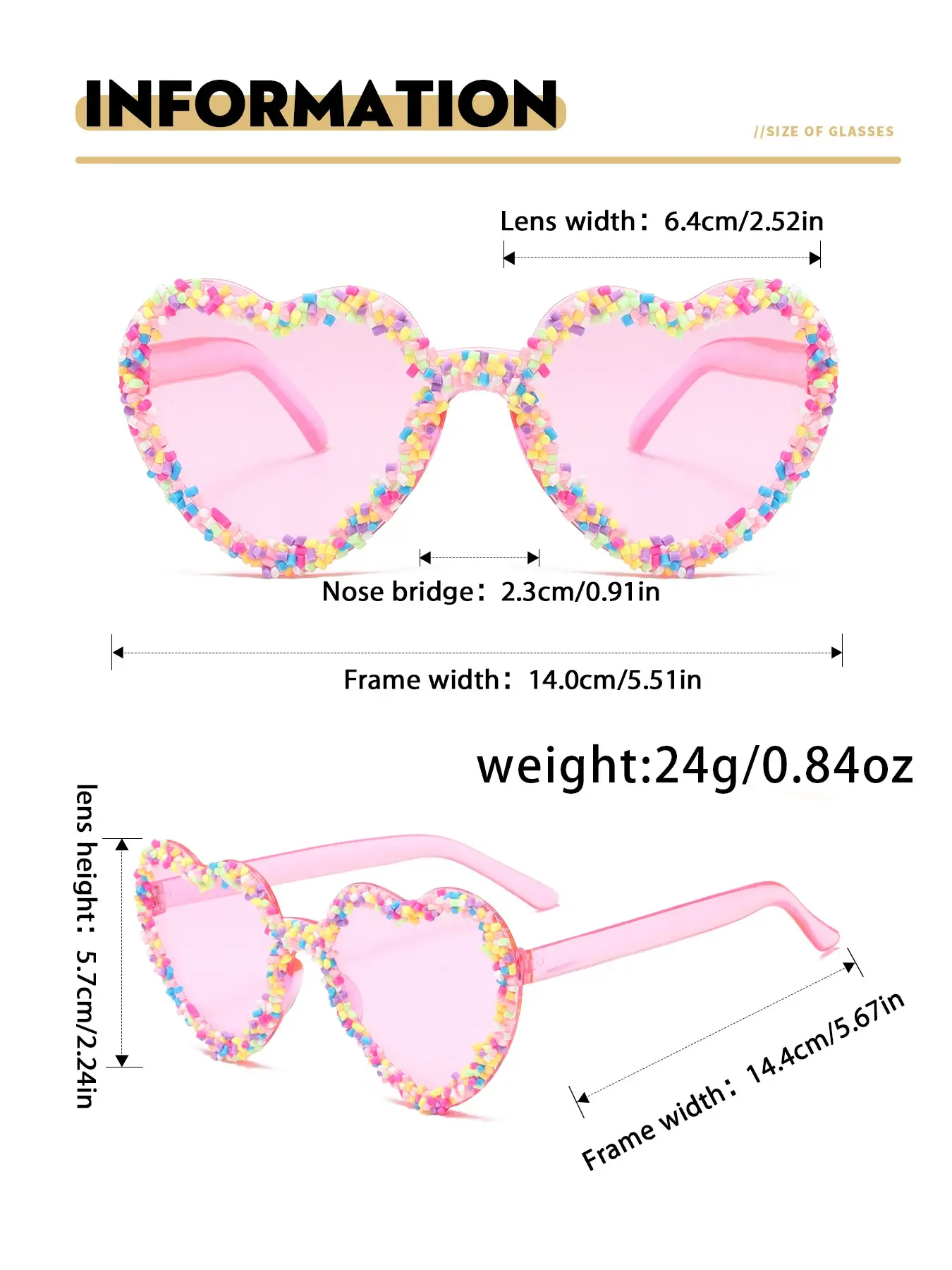 Of Rimless Heart-Shaped Glasses With Multi-Color Lenses, Fashio Amazon.com: Dollger Heart Sunglasses for Women Cute Rave  main image 2