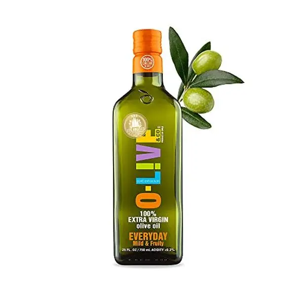 O-Live & Co. 25 Fl Oz 100% Extra Virgin Olive Oil - No Additive - Single Origin Versatile EVOO - First Cold Pressed - Polyphenol Rich - Glass Bottle - New Harvest - Award Winner