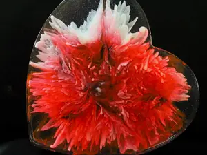 OYK Designs Customizable Red Burst Blooming Heart Decor Epoxy Decor Epoxy