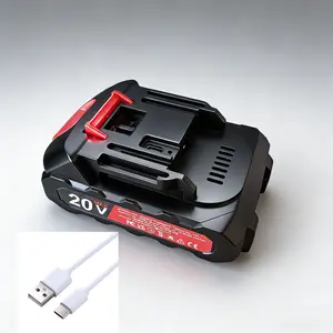 1-Pack 20V replacement lithium-ion battery, Cordless Tool Battery, suitable for Makita 18-21V tools, compatible with BL1860B、BL1850、BL1850B、BL1840、BL1840B、BL1830、 Drill tool, TYP-C interface, with adapter charging wire
