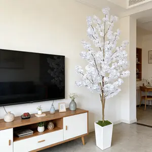 1Pcs 1.3-2.2m Cherry Blossom Tree Large Floor-Standing Artificial Plant, Nordic Minimalist Style, Indoor & Outdoor Decor