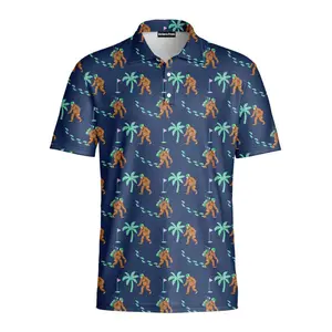 Bigfoot Funny Golf Polo Shirt for Men Sasquatch Graphic Humor Casual Golf Outfit Tee | Performance Outdoor Polo | Funny Golf Pattern Shirt