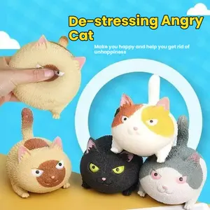 Angry Cat Squishy Stress Ball Squishies - Soft TPR Fidget Toy Fidgets Squishies, Anxiety Relief Squeeze Toy, 2026 Children's Day Gift for Kids