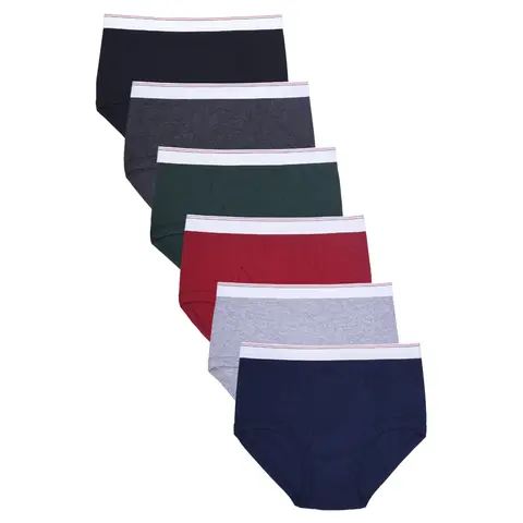 Men's 6-Pack Classic 100% Cotton Athletic Briefs - Tag-Free, Elastic Waist, Moisture-Wicking, Relaxed Fit, Assorted Color Day Fabric Plain Underwear for Menswear