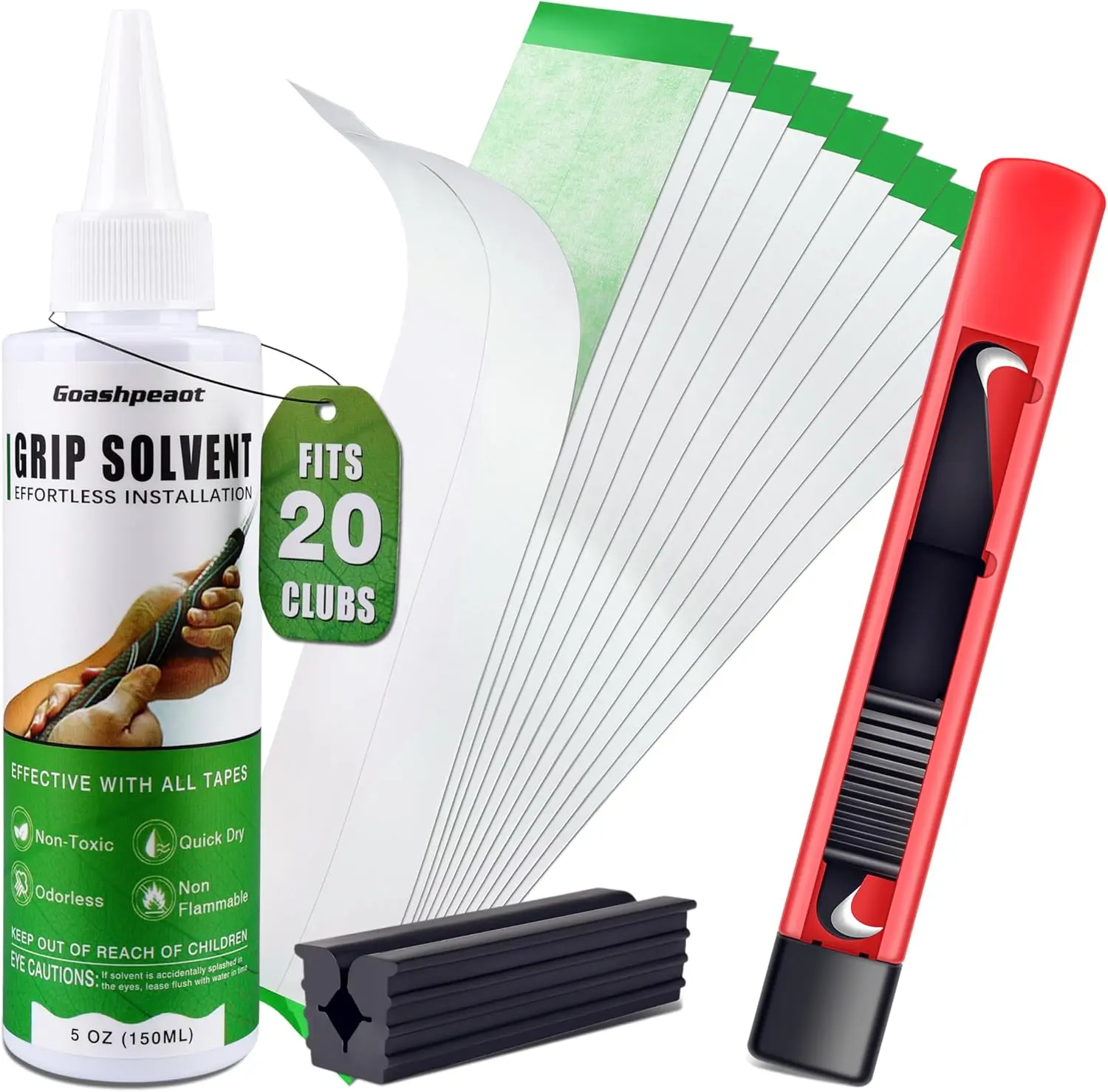 Regripping Fits 20 Golf Clubs Professional Golf Grip Kit, Inlcudes 5 oz Solvent and 20 Double Coated Tapes, Hook Knife, Rubber Vise Clamp, Golf Gear, Grip Golf Club Parts
