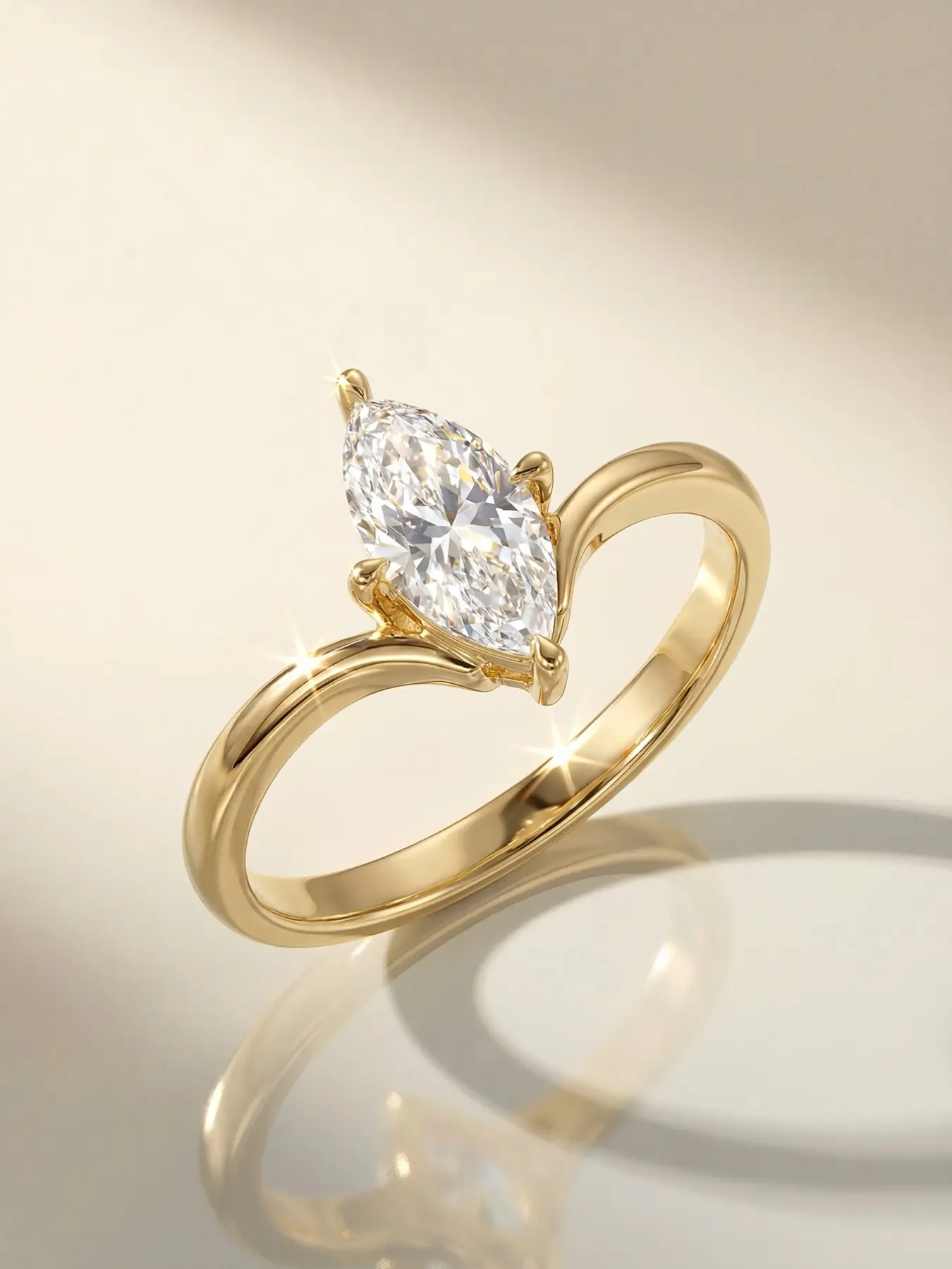 1 PC Egg-shaped Marquise Zircon Ring, Marquise Cut Ring, Solitaire Ring for Women Jewelry, Wedding Engagement Anniversary Valentine's Day Gift for Girlfriend