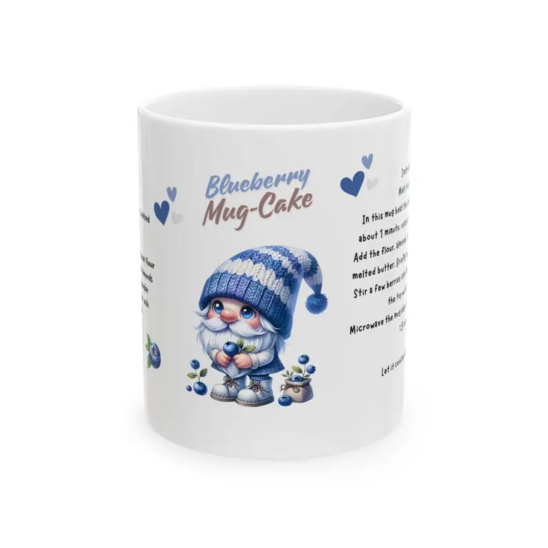 [Sale Up To 50%] Blueberry Mug Cake Recipe Mug, Ceramic Coffee Cup, Microwave Safe, Cute Baking Gift, Mug Cake Lover Cup, Ceramic Mug, 11oz & 15oz