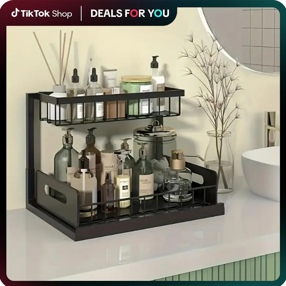 Metal Countertop Storage Organizer, ONLY Bottom Tray Slide Out, Kitchen Bathroom Sink Cabinet Storage Rack Metal Countertop Storage Organizer, ONLY Bottom Tray Slide Out, Kitchen Bathroom Sink Cabinet Storage Rack