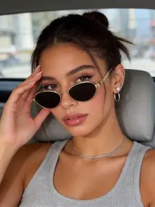 Elegant Oval Metal Frame Women's Sunglasses, Casual Versatile Design, Perfect for Daily Outdoors, Stylish and Sophisticated Look