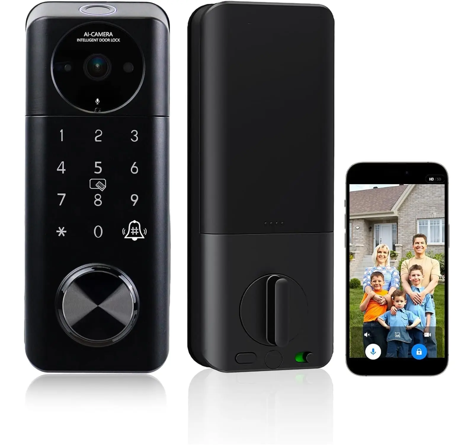 UMIK 3D Face ID Video Smart Door Lock with Camera, 6-in-1 Keyless Entry Deadbolt (Face/Fingerprint/PIN/App/IC Card/Key), Remote Access, Electronic Door Lock for Front-Door Home Apartment Office Airbnb, biometric smart lock
