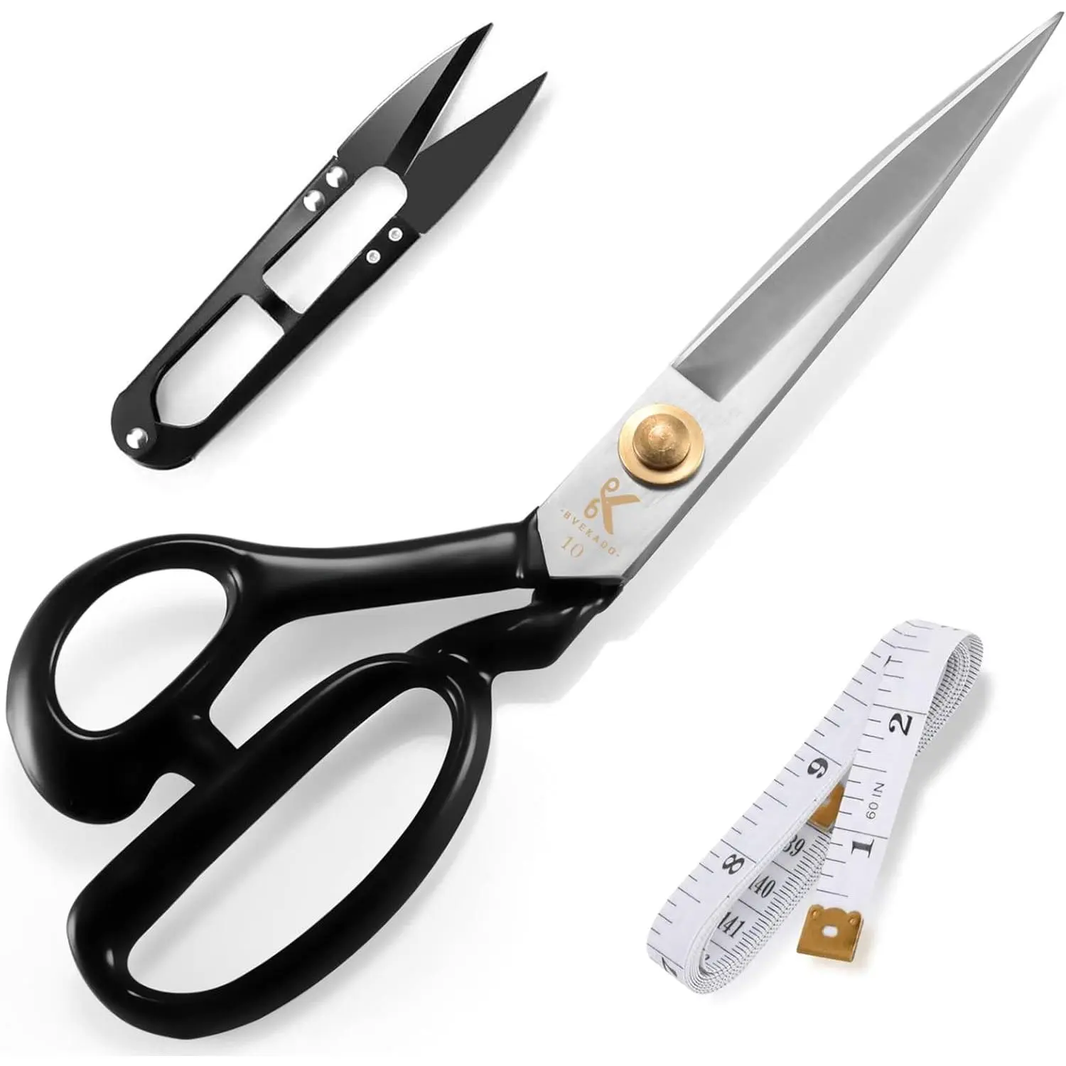 Left Handed Sewing  10 inch Fabric Shears Professional Dressmaking Shears, High Carbon Steel Heady Duty  for Leather Sewing, Fabric , Threading , Artwork(White)