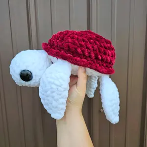 Christmas Sea Turtle - Velvet Red & White - Jumbo