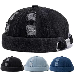 Hot Sale Broken Hole Landlord Hats Men's Street Hip-hop Hats Melon Dome Denim Cap Women's Sailor Hat Caps