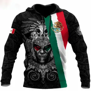Mexican Hoodies Men'S Hoodie 3D Print Mexico Flag Tops Autumn Long Sleeved Streetwear Designer Hooded Hoodie For Men Clothing