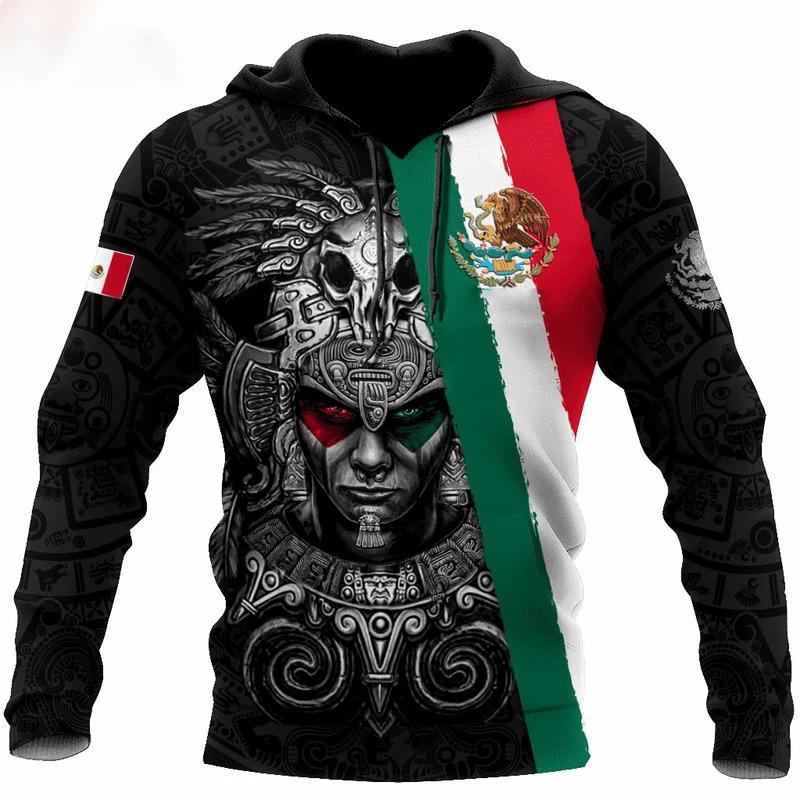 Mexican Hoodies Men'S Hoodie 3D Print Mexico Flag Tops Autumn Long Sleeved Streetwear Designer Hooded Hoodie For Men Clothing