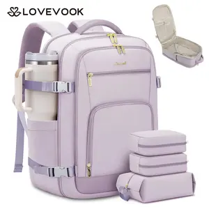 LOVEVOOK Travel Backpack For Women & Men, 40L &50L Carry On Backpack Flight Approved, TSA Personal Item Travel Bag Fits 17 Inch Laptop, Business Weekender Overnight Waterproof Daypack With 2 Cubes