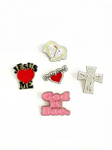 5-Pack Christian Enamel Pins Set - Vibrant Durable Jesus Cross & Heart Faith Lapel Badges for Backpacks, Jackets, and Gifts