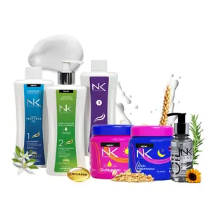 NK Professional Care Complete Keratin Treatment Set - Straightening & Repair Kit with Keratin Treatment, Post-Treatment Shampoo, Nourishing Hair Mask, Styling Oil, Formaldehyde-Free, Vegan Haircare Argan