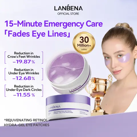 LANBENA Retinol Eye Patches 30 Pairs Reduce Fine Lines Brighten Eye Area Firming Skin Faded Patches 5X Lightens Bags Promotes Collagen - Eyepatches