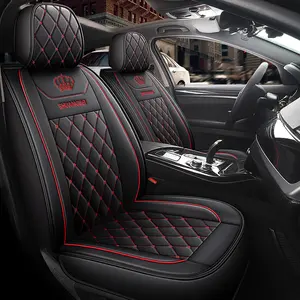 Chevy Silverado 2500 Seat - Black & Red Diamond Stitching, Premium PU Leather Comfort, Durable Material, Universal Fit