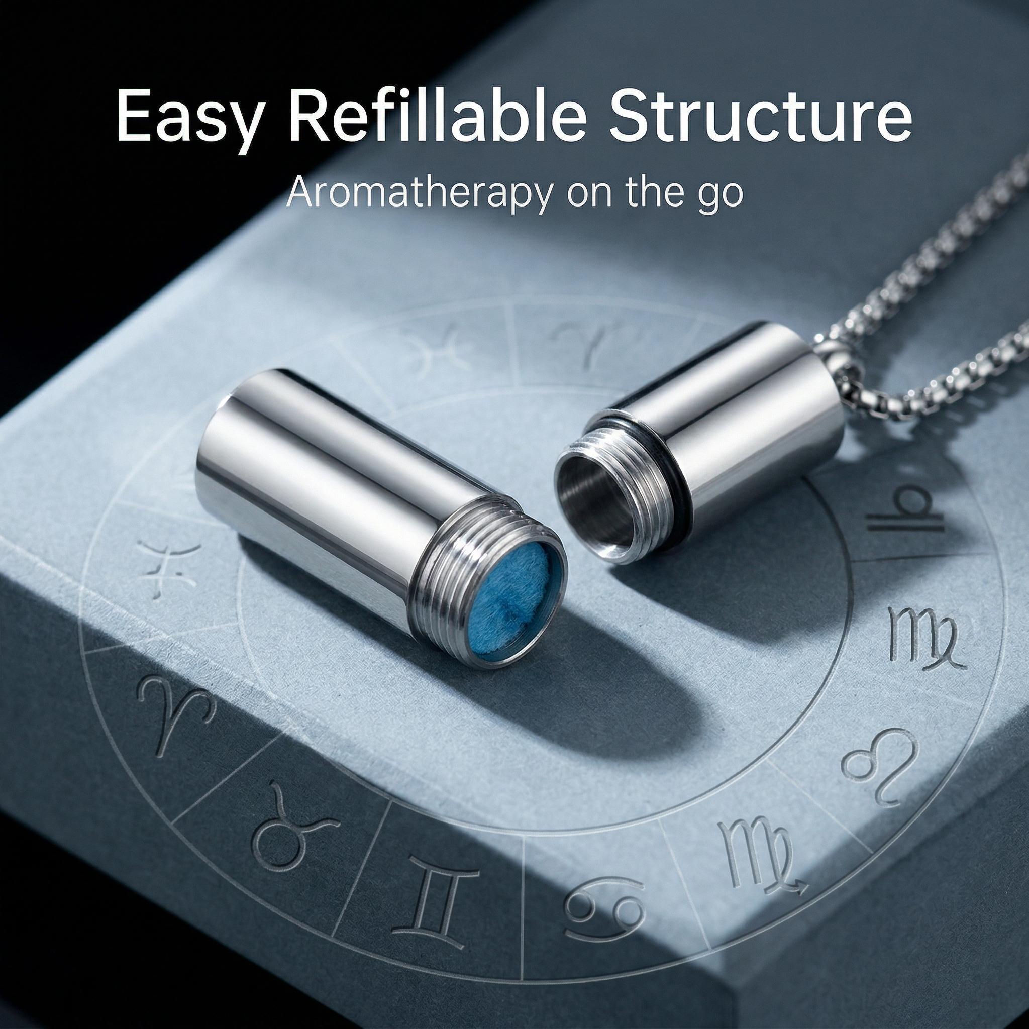 Necklace with 12 Zodiac Signs for Men and Women Aromatherapy Essential Oil Diffuser Pendants Adjustable Waterproof Hypoallergenic Gifts for Astrology Enthusiasts