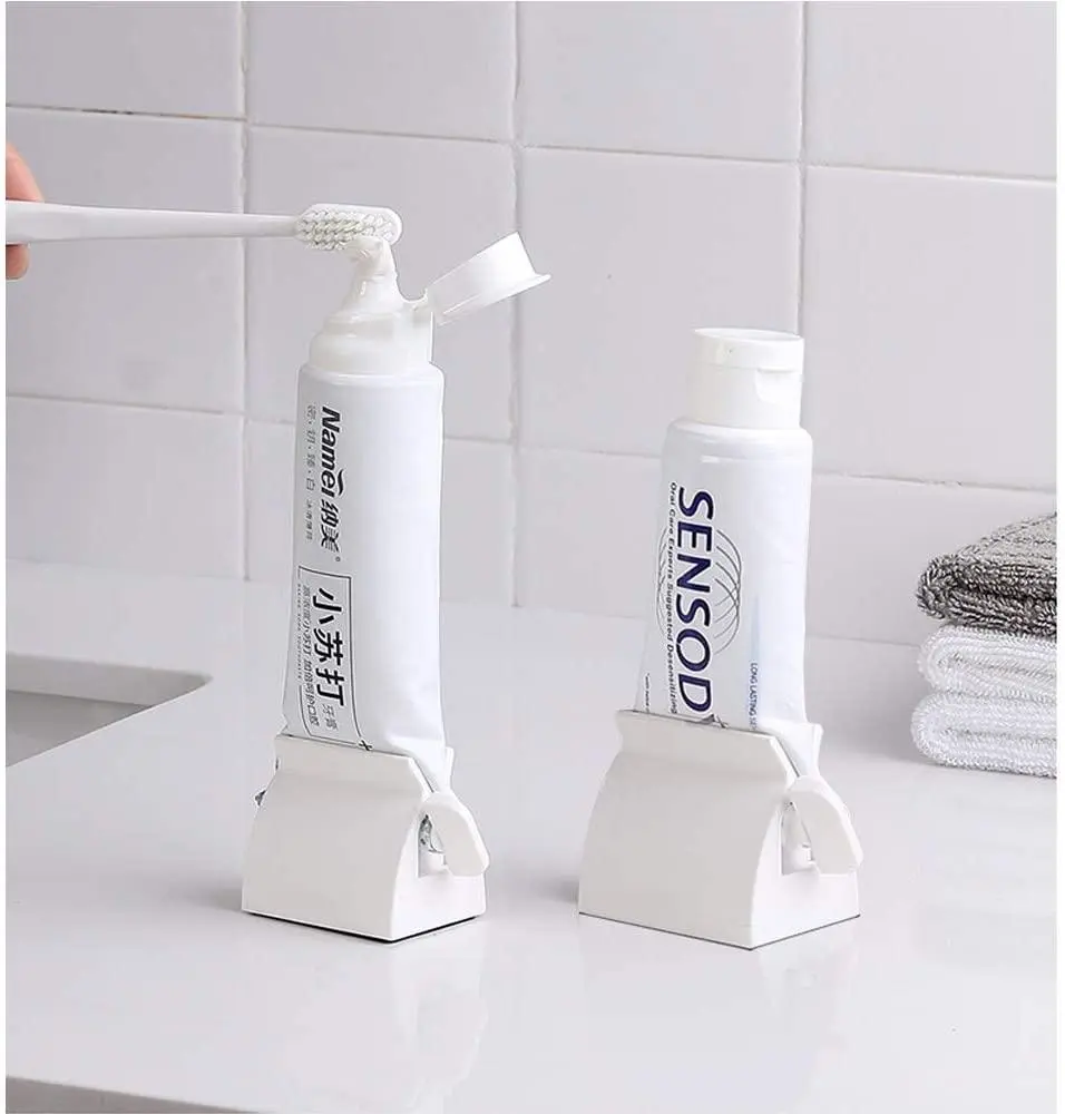 Toothpaste Roller Squeezer Set of 2 Rolling Tube Toothpaste Holder Stand Bathroom Organizer (White) (2Pack-White) MIRACLE