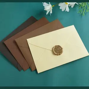 Burlap Envelope, 1 Count Envelope & 1 Count Wax Seal（no letter paper included）, Random Color, Letter Mailing, V Flap Invitation Envelopes for Cards, Birthday, Weddings, Graduations, Greeting Cards, Vintage Style Invitation Postcard