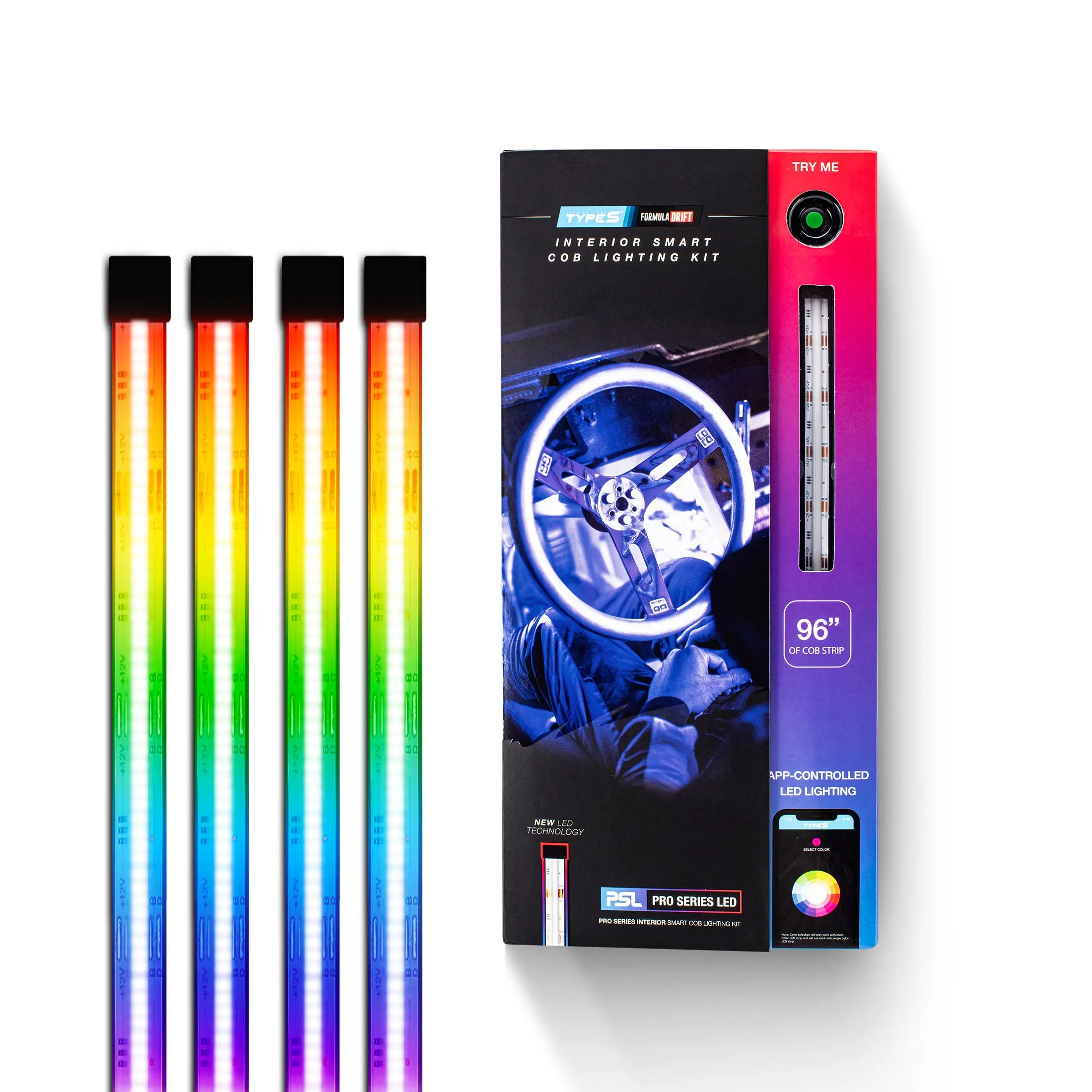TYPE S Formula DRIFT Pro Series PSL Car Interior Smart COB Lighting Kit, RGB Ambient LED Lights with Luminous Decorative Functionality