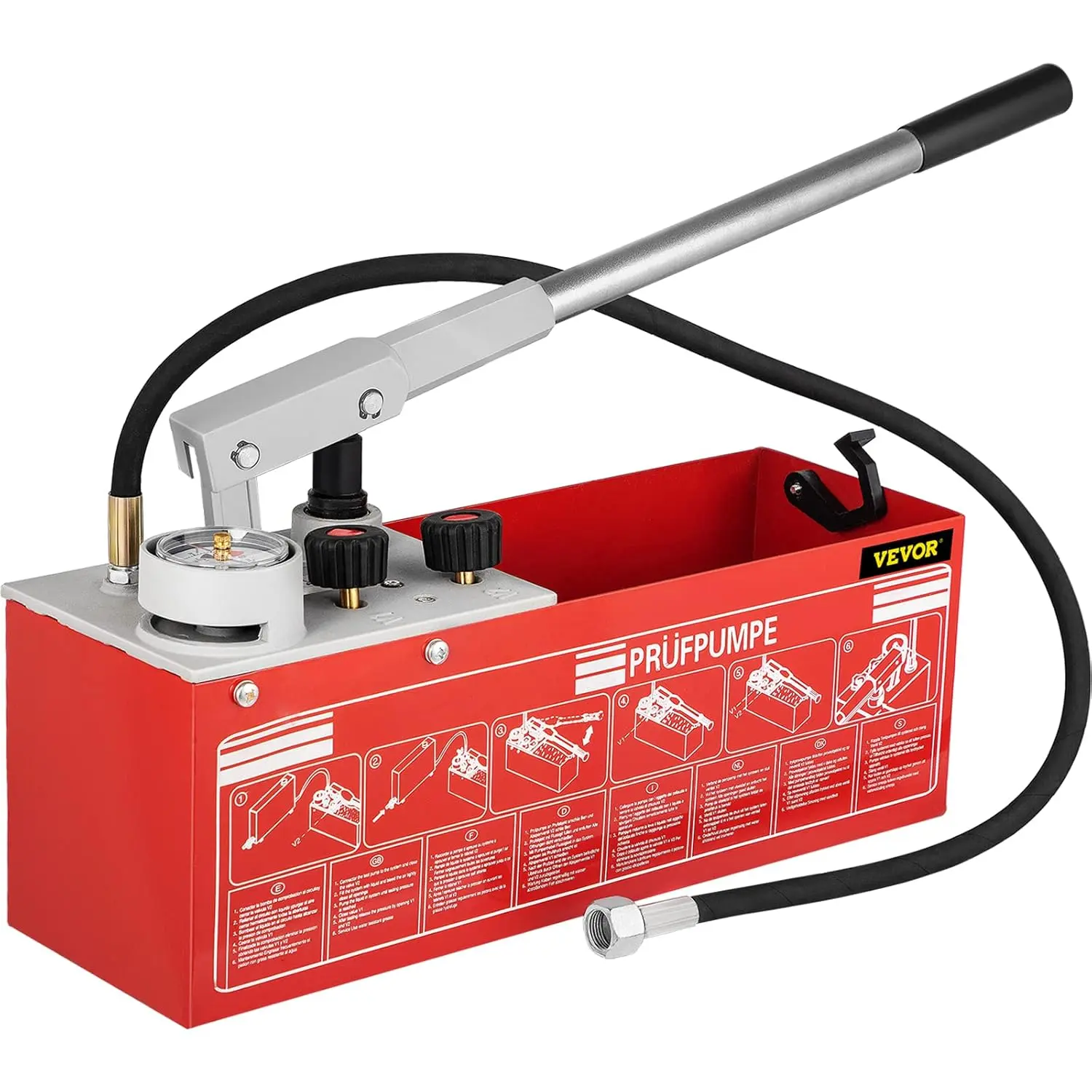 VEVOR Test Pump, Pressure Test Pump, Filling Pump, Pressure Test Pump, Hydrostatic Test Pump, Hydraulic Pressure Test Pump, 25 Bar / 2.5 MPa Water Pressure Tester, 12 L Tank Volume